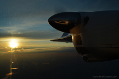 Sunset and airplane wing, 